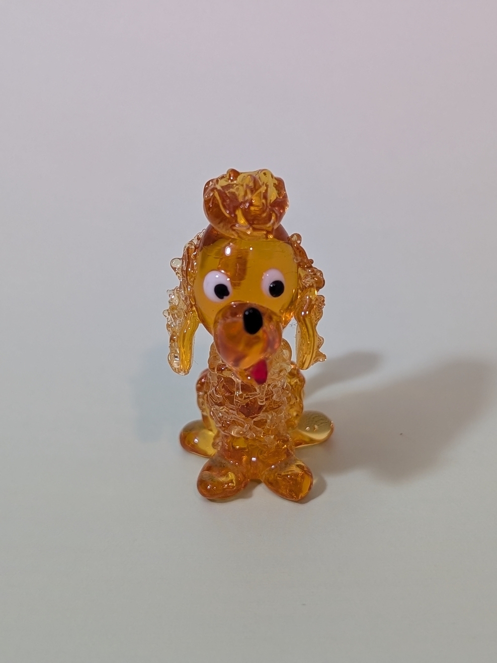 Orange Glass Dog Figurine Toy – Decorative Pet Accent